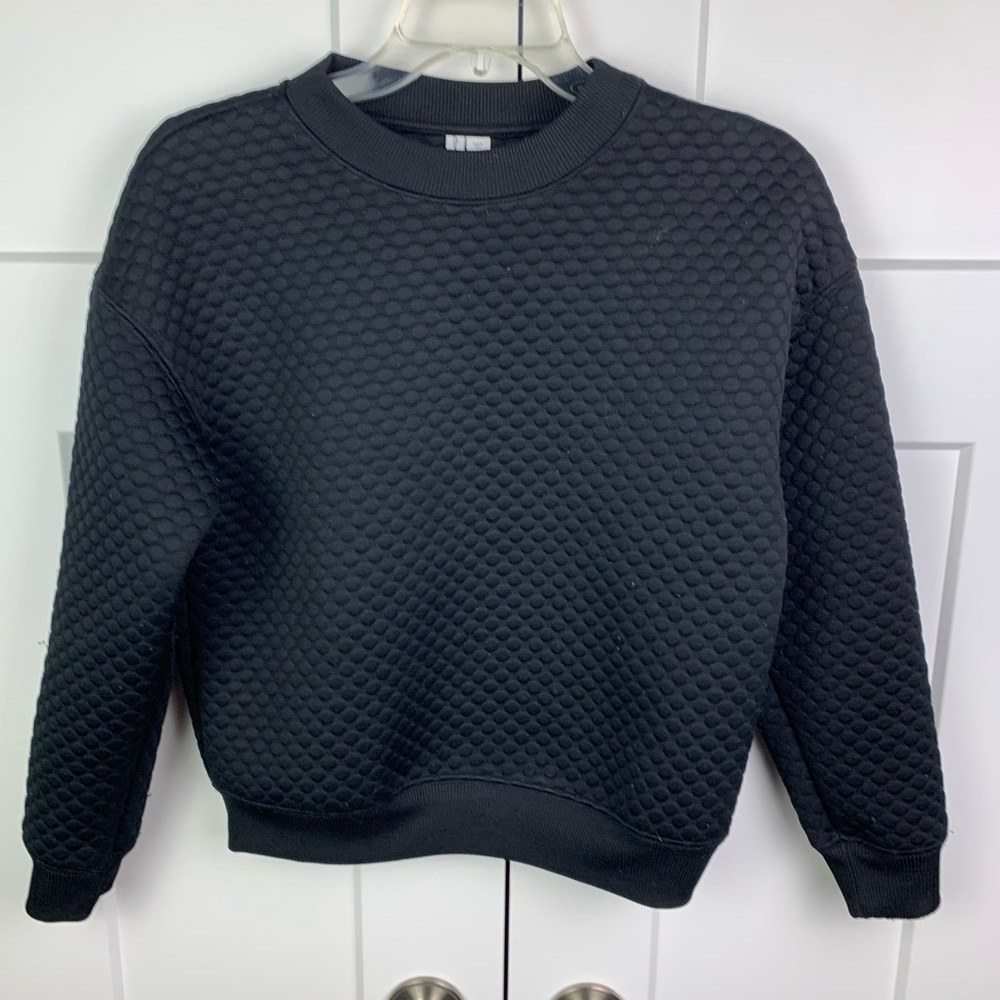 & Other Stories Size 4 Small Black Pullover Sweatshirt Sweater Scuba Dot Crew